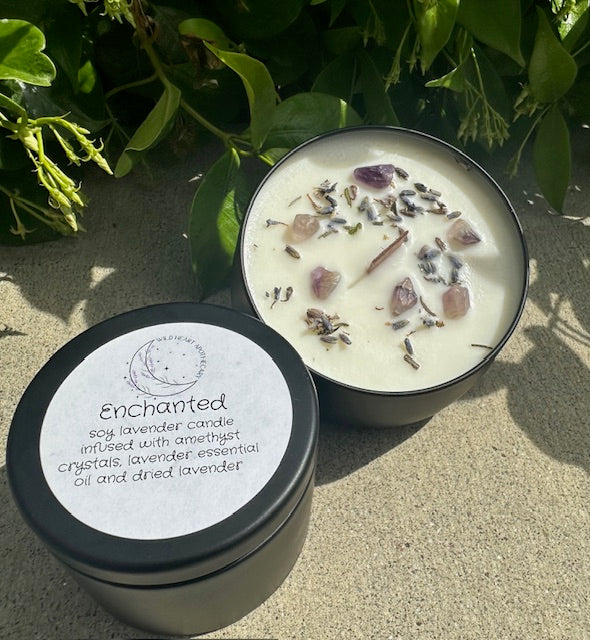 Crystal infused soy candles