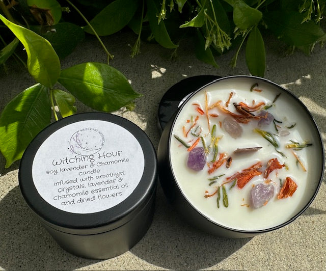 Crystal infused soy candles