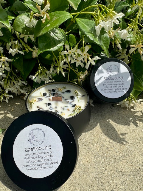 Crystal infused soy candles