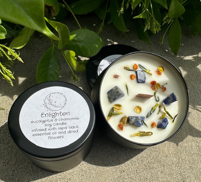 Crystal infused soy candles