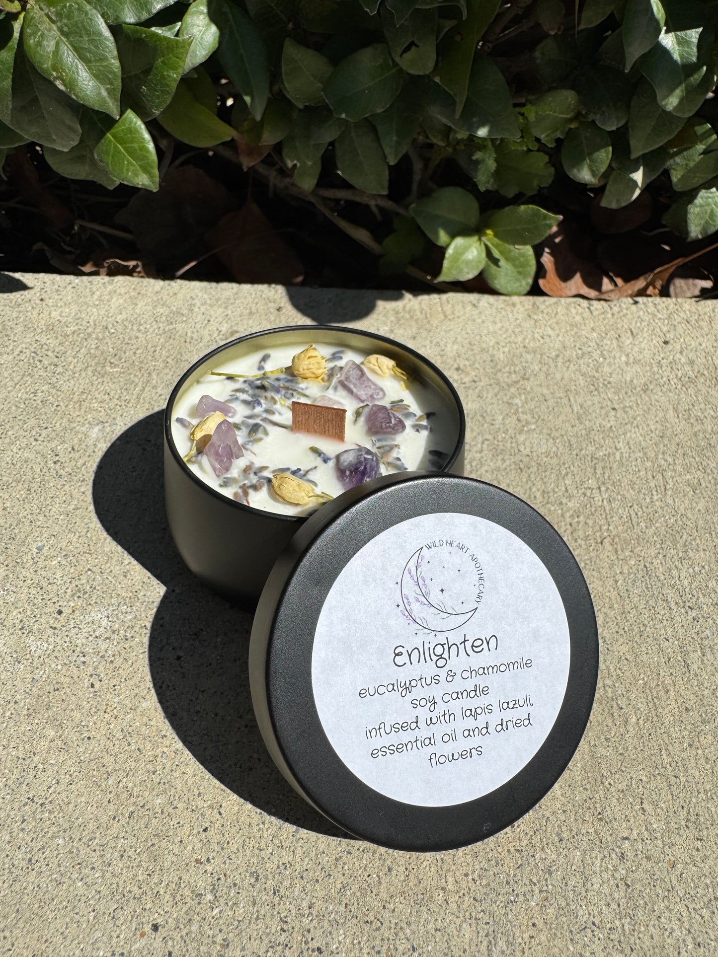 Crystal infused soy candles